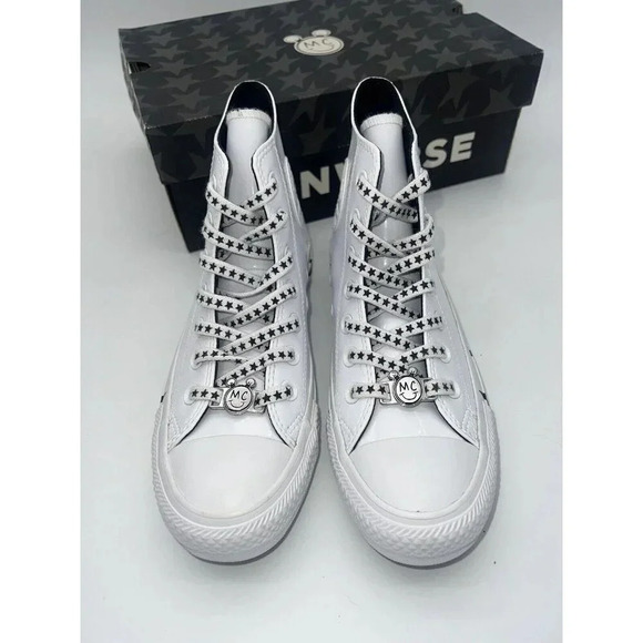 Converse Miley cyrus Chuck Taylor All Star High Top White Patent Black Hi Stars - Picture 2 of 11